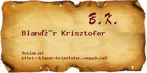 Blanár Krisztofer névjegykártya